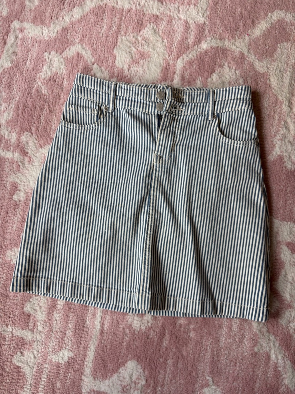 Striped Blue and White Cotton Skirt